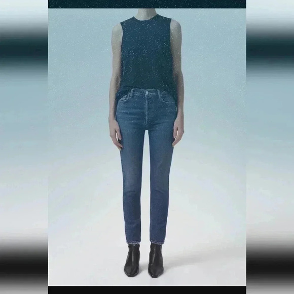 Agolde Women's High Rise Jeans - Dark Blue - Picture 3 of 9